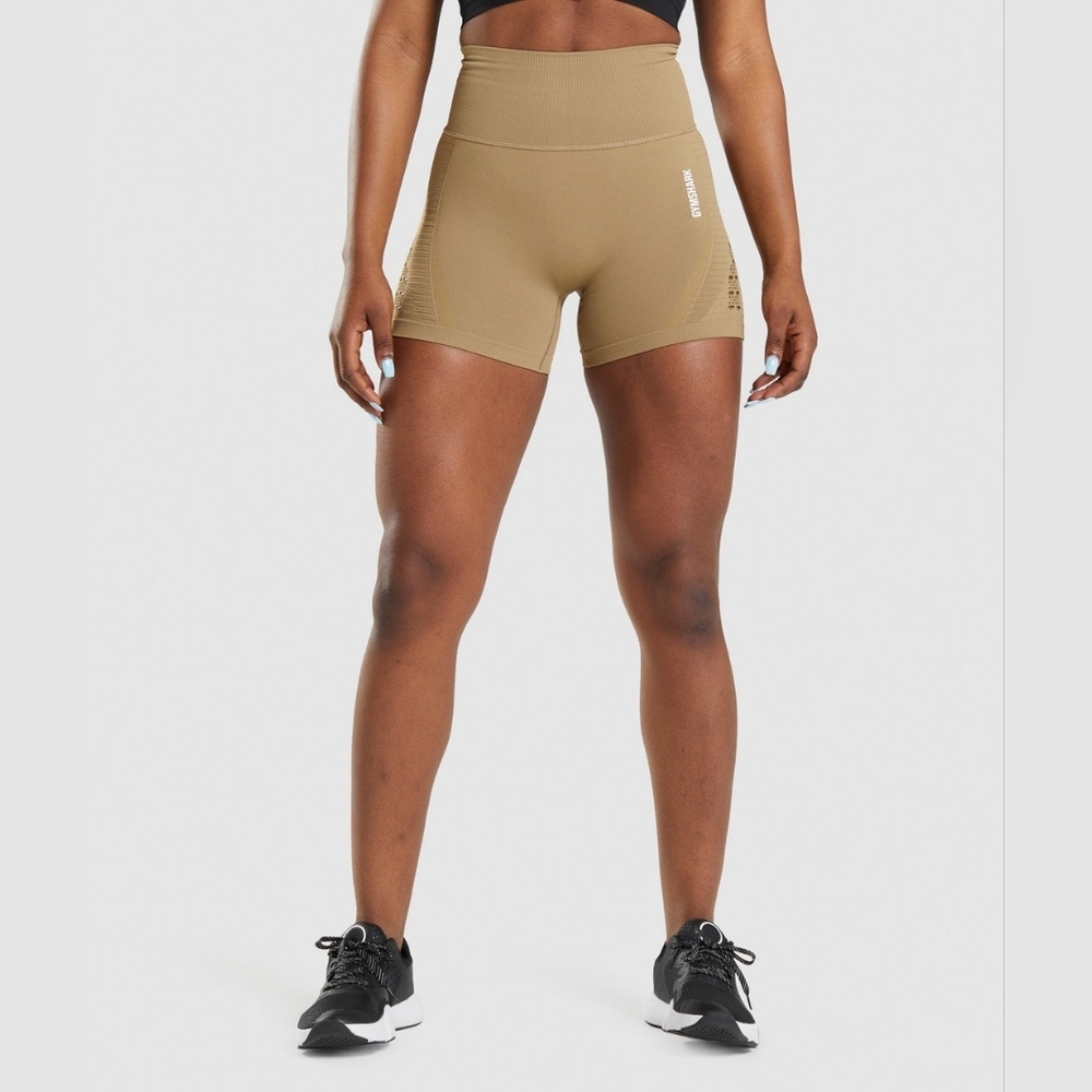 Gymshark Energy Seamless Shorts in Biscotti Brown - Picture 2 of 8